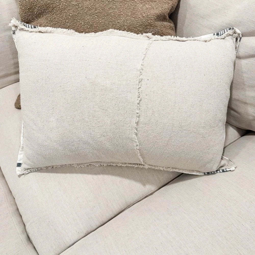 Handmade Modern Farmhouse Pillow Cover, Down Pillow Insert Included